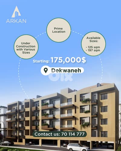 Dekwaneh Under-Construction Apartement for sale - $20,000 Down Payment