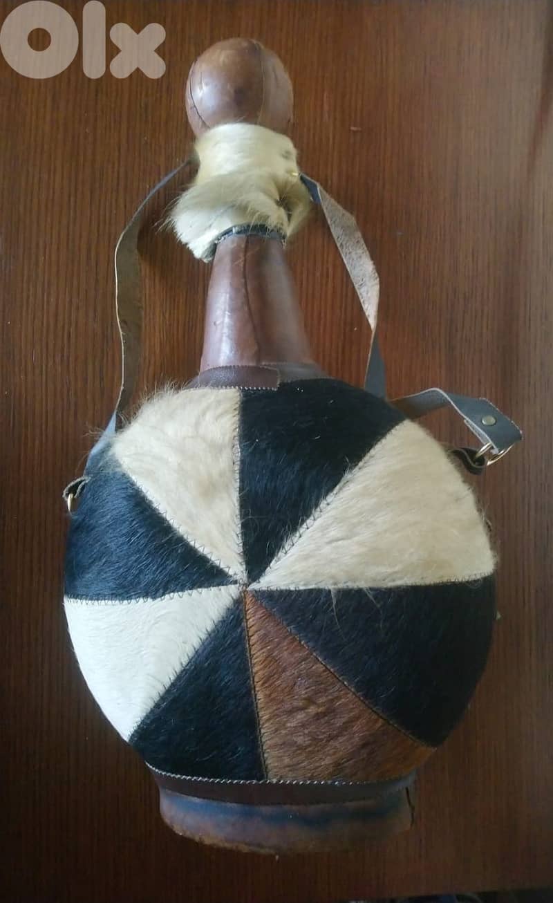 Unique Vintage Leather Gourd Bottle – Handmade Lion Design! 2