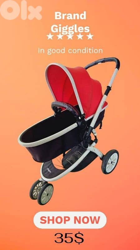 giggles stroller عرباية اجنبية متينة بتصير بورت وبتصير عرباية 0