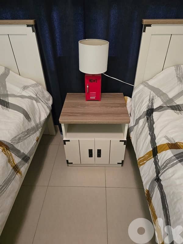 2 beds with night stand without mattress 1