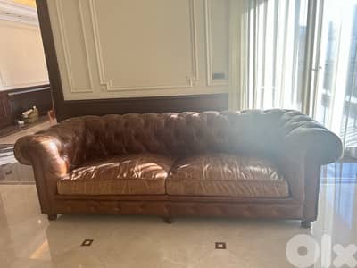chesterfield brown leather vintage
