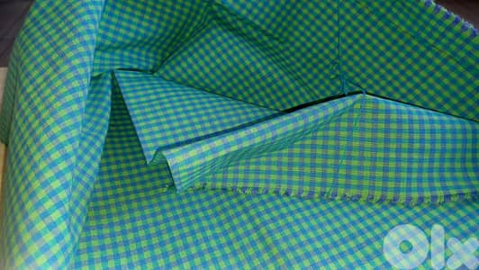 IKEA Home Décor Cotton Fabric – Blue and Green Check Pattern