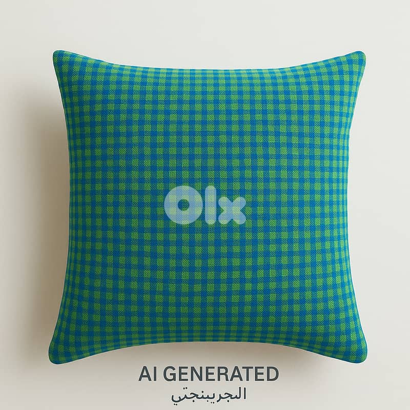 IKEA Home Décor Cotton Fabric – Blue and Green Check Pattern 7