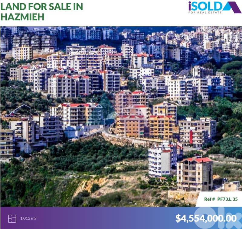 1012m2 land with Prime Location 4sale in Hazmieh-أرض للبيع في الحازمية 0