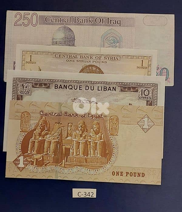 Set of 4 old banknotes. Lot # C-342 5