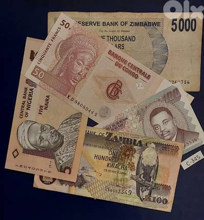 African 5 old banknotes Lot # C-345
