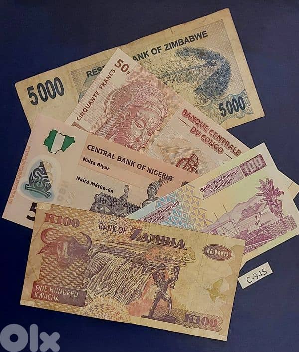 African 5 old banknotes Lot # C-345 2