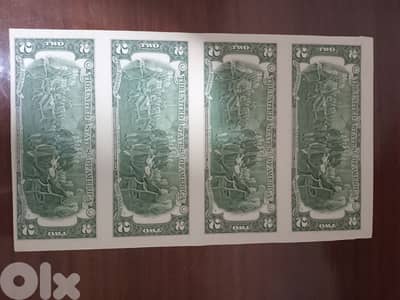 uncut sheet of 4 two dollar bill 2013