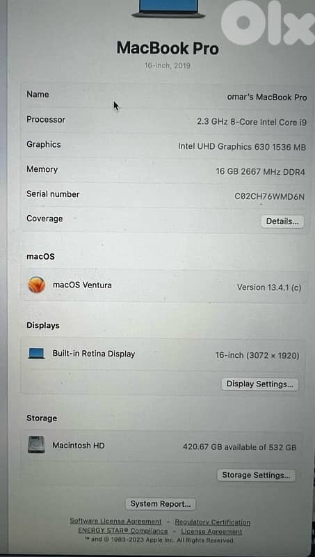 MacBook Pro 16inch 5