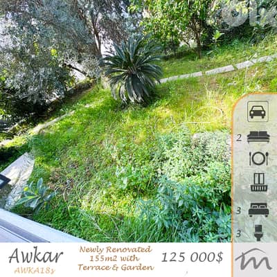 Awkar | Renovated 3 Bedrooms Apart with a Terrace | Garden | Balcony