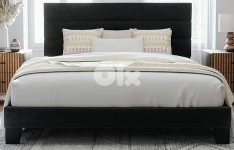 black double bed with mattress