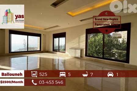 Ballouneh 525m2 | Brand New | Duplex | Panoramic View | Classy Area|KS