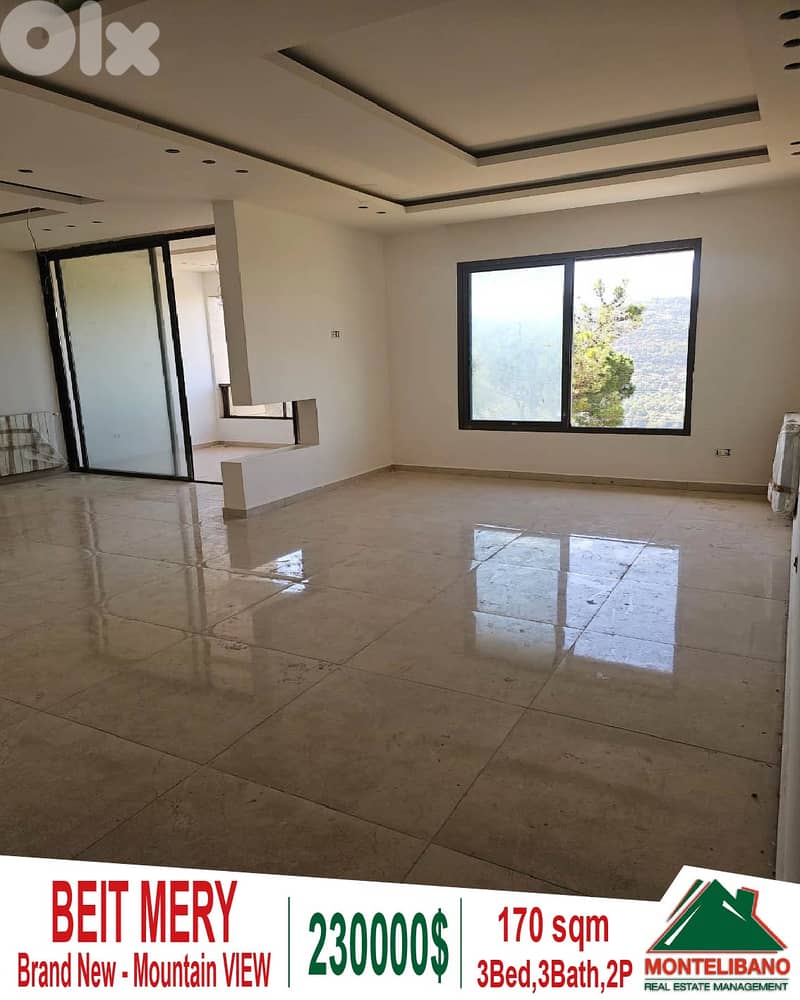 Brand New 170 sqm Apartment For Sale in Beit Mery with Mountain View 0