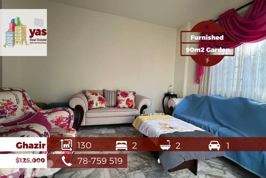 Ghazir 130m2 | 90m2 Garden | Furnished | Quiet Street | Calm | EH/IV 0