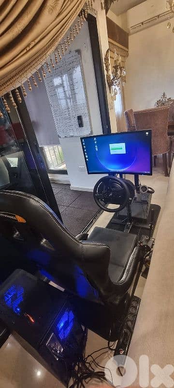 racing simulator thrustmaster t300rs gt with monitor 0