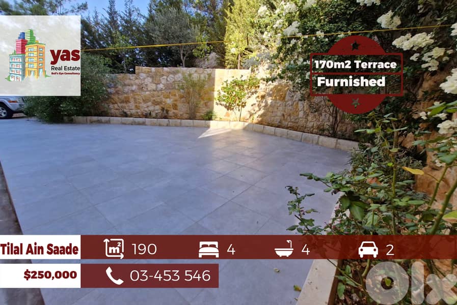Tilal Ain Saade 190m2 | 170m2 Terrace | Furnished | Prime Location PA 0