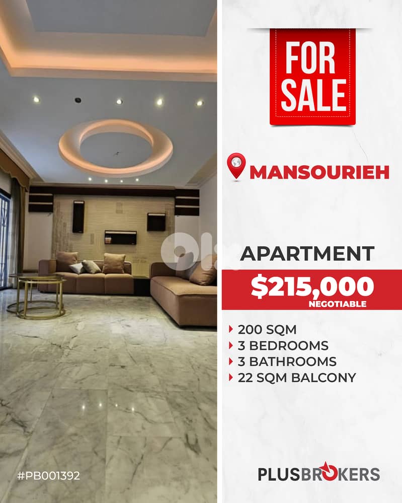 Furnished apartment for Sale in Mansourieh 0