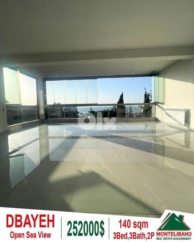 140sqm Apartment in New Building For Sale in Dbayeh with Open Sea View