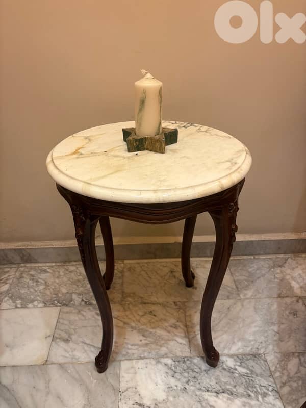 كراسي Style Model Louis XV Pair of Antique Armchair + Table 2