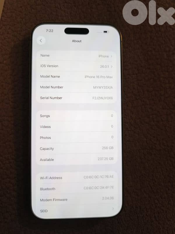 Iphone 16 Pro Max 256GB 2 Sim 0 Scratches Battery 97% 2
