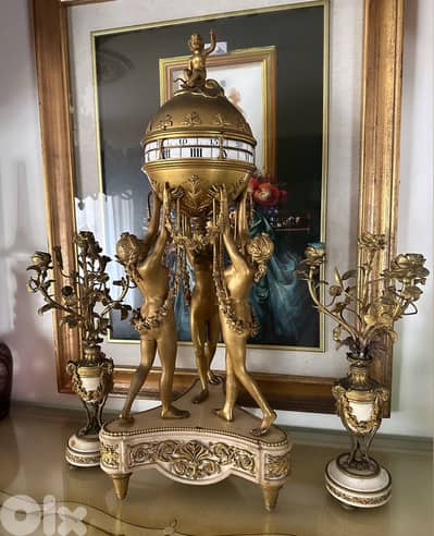 Antique clock frensh with candle rare piece 19th century louis xvi