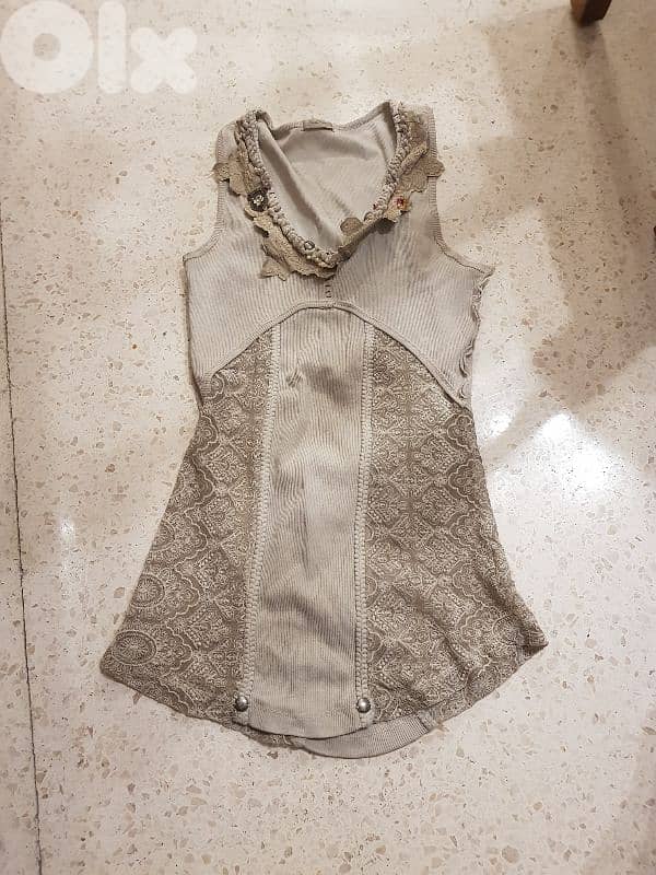 top beige with dentelle size s/m 0