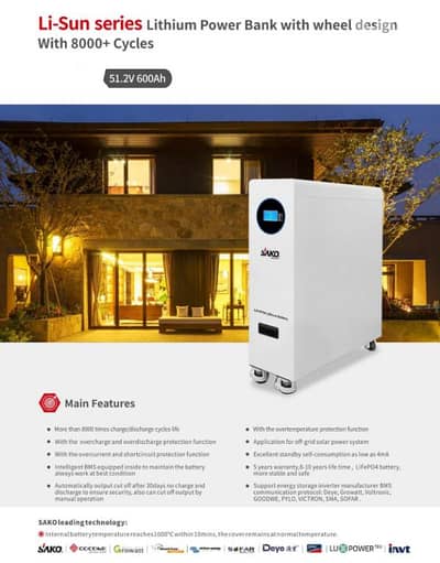 30Kwh 48V  8000+ cycles  With  WiFi