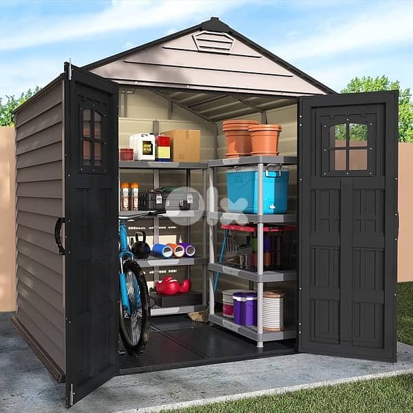 Vinyl Garden Storage Shed with Floor, 3