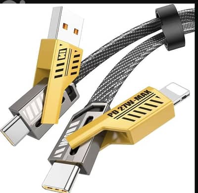 Metal USB Charging Cable 4-in-1 Nylon Type C/USB A. /4$ delivery