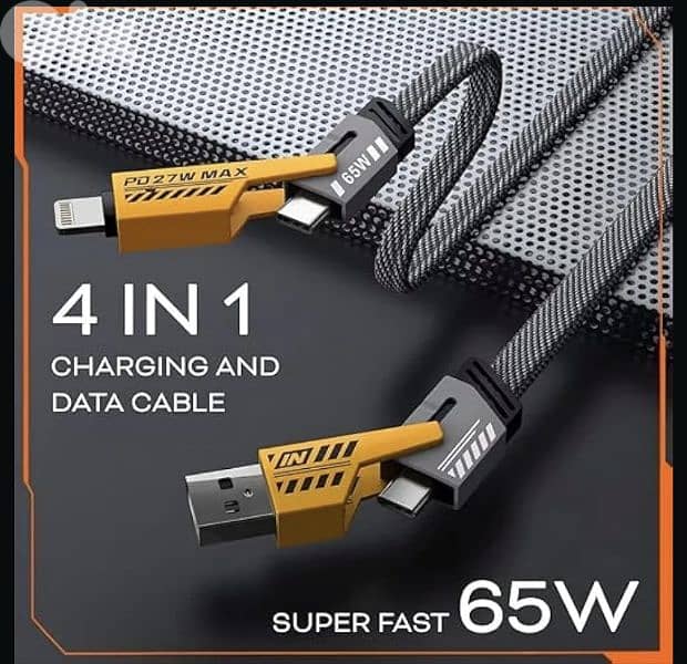 Metal USB Charging Cable 4-in-1 Nylon Type C/USB A. /4$ delivery 2
