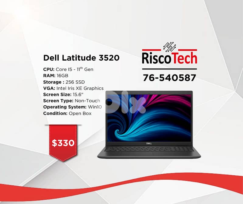 LAPTOP DELL LATITUDE 3520 - Core I5 - RAM 16GB - 256-GB SSD - لابتوب 0