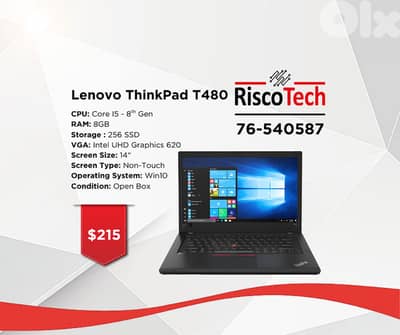 LAPTOP LENOVO THINKPAD T480 - Core I5 - RAM 8GB - 256-GB SSD - لابتوب