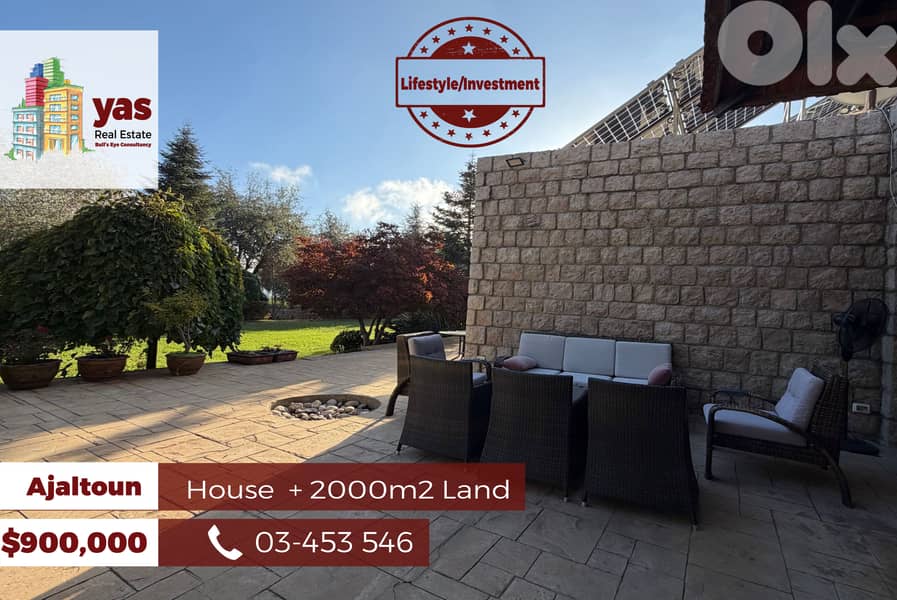Ajaltoun 2000m2 Land | 100m2 House | Ultra Unique Property | PES | 0