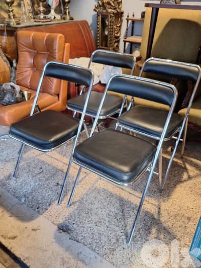 4 vintage 1960 chrome folding chairs