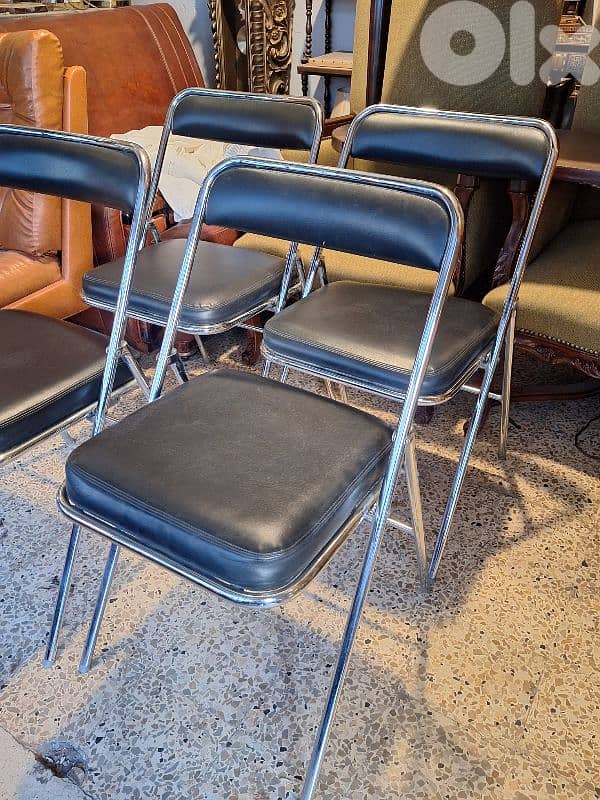 4 vintage 1960 chrome folding chairs 3