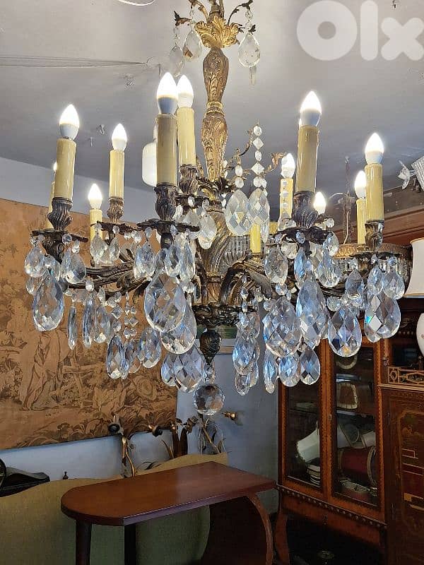 antique bronze czech chandelier bohemian crystal 0