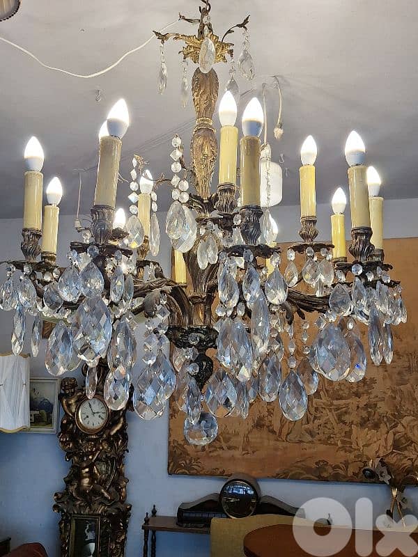 antique bronze czech chandelier bohemian crystal 4