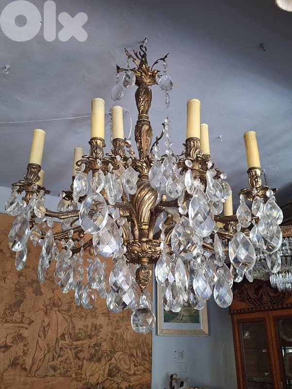 antique bronze czech chandelier bohemian crystal 6