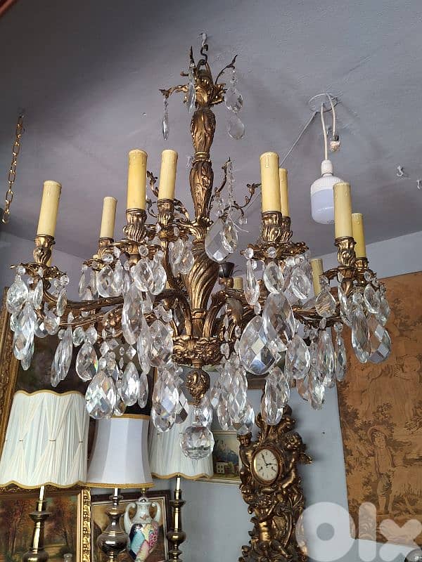 antique bronze czech chandelier bohemian crystal 7