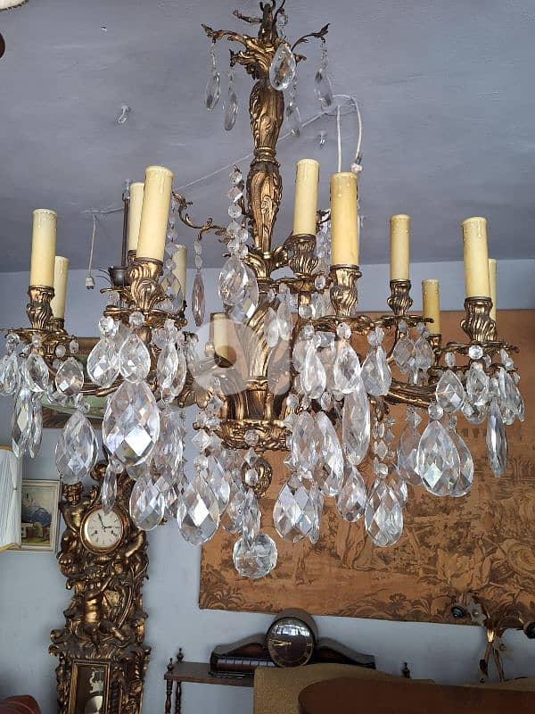antique bronze czech chandelier bohemian crystal 8