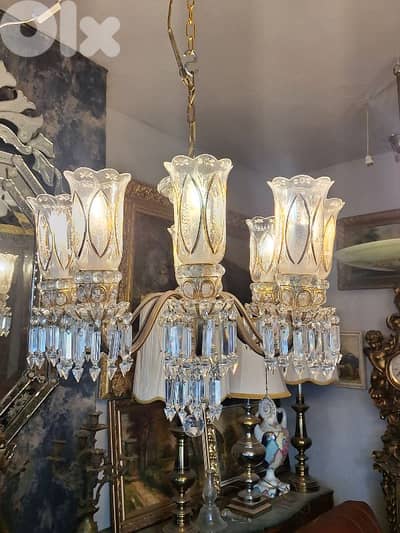 original czech bronze and bohemian crystal chandelier