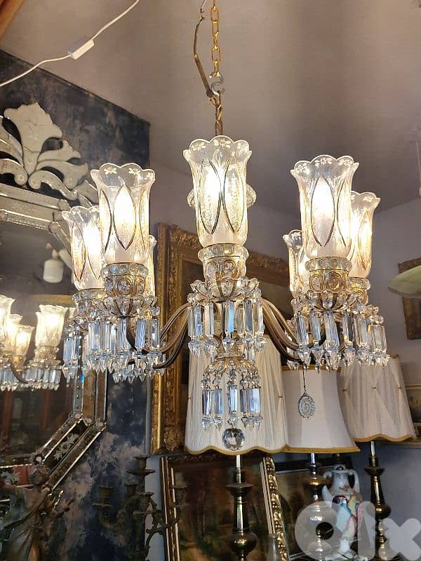 original czech bronze and bohemian crystal chandelier 1