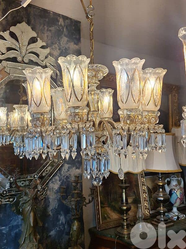 original czech bronze and bohemian crystal chandelier 2
