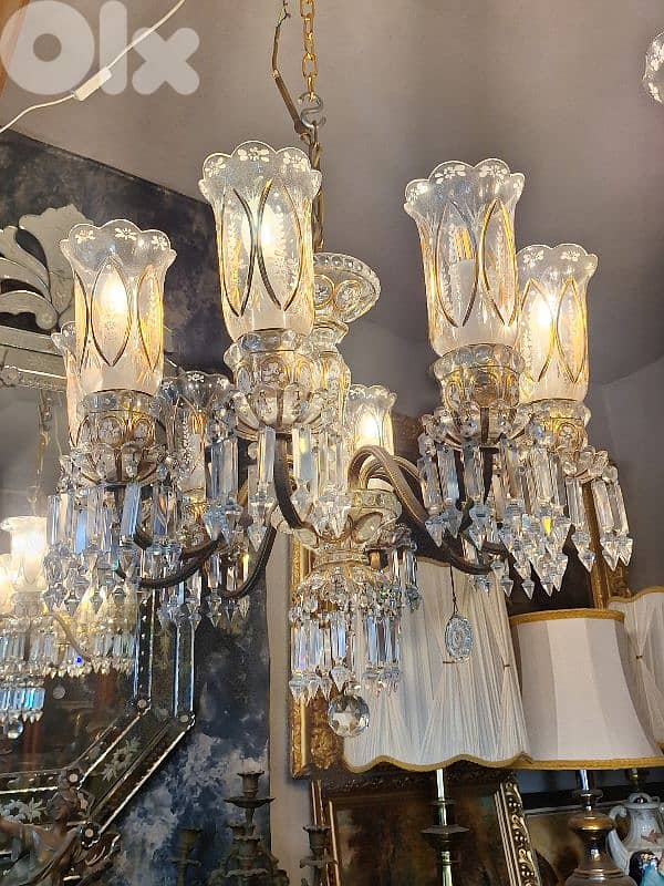 original czech bronze and bohemian crystal chandelier 3