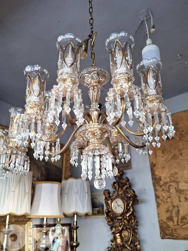 original czech bronze and bohemian crystal chandelier 5