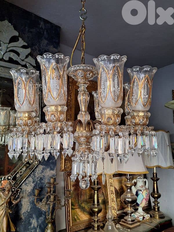 original czech bronze and bohemian crystal chandelier 6