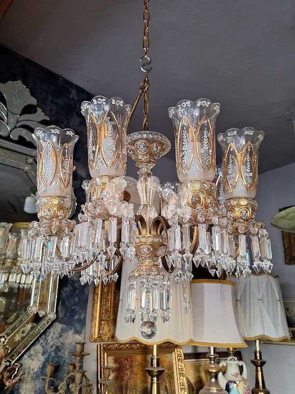 original czech bronze and bohemian crystal chandelier 7