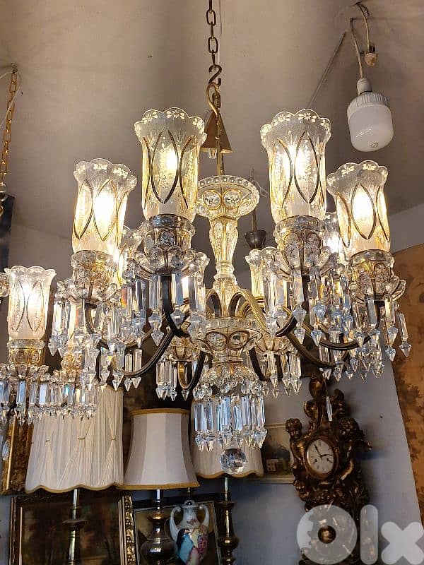 pair of czech bohemian crystal and bronze chandeliers 3