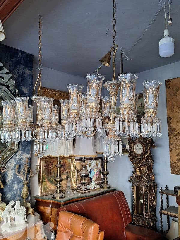 pair of czech bohemian crystal and bronze chandeliers 4
