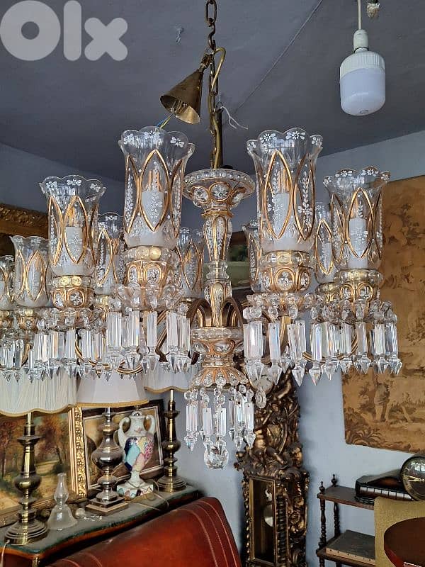 pair of czech bohemian crystal and bronze chandeliers 5